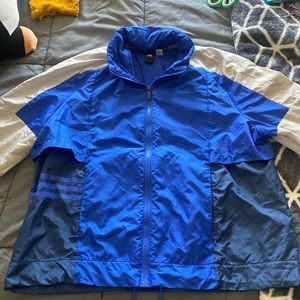 adidas blue and white windbreaker